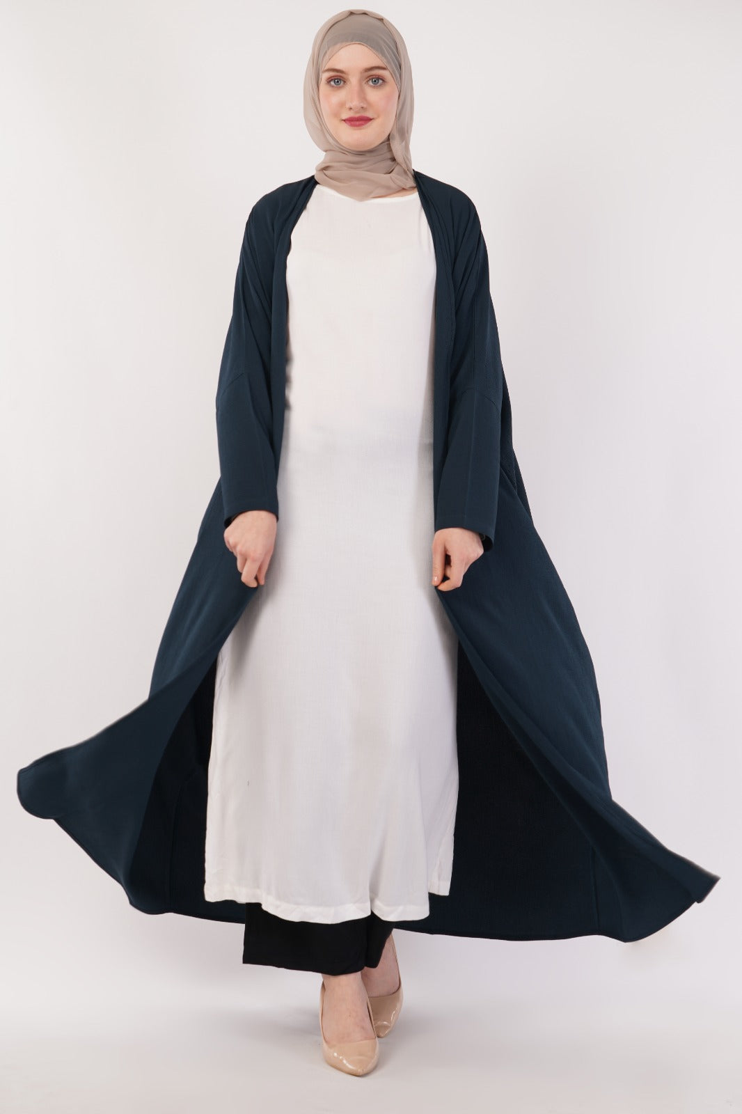Teal Blue Open Abaya