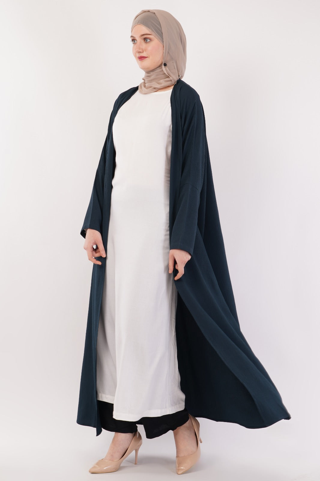 Teal Blue Open Abaya