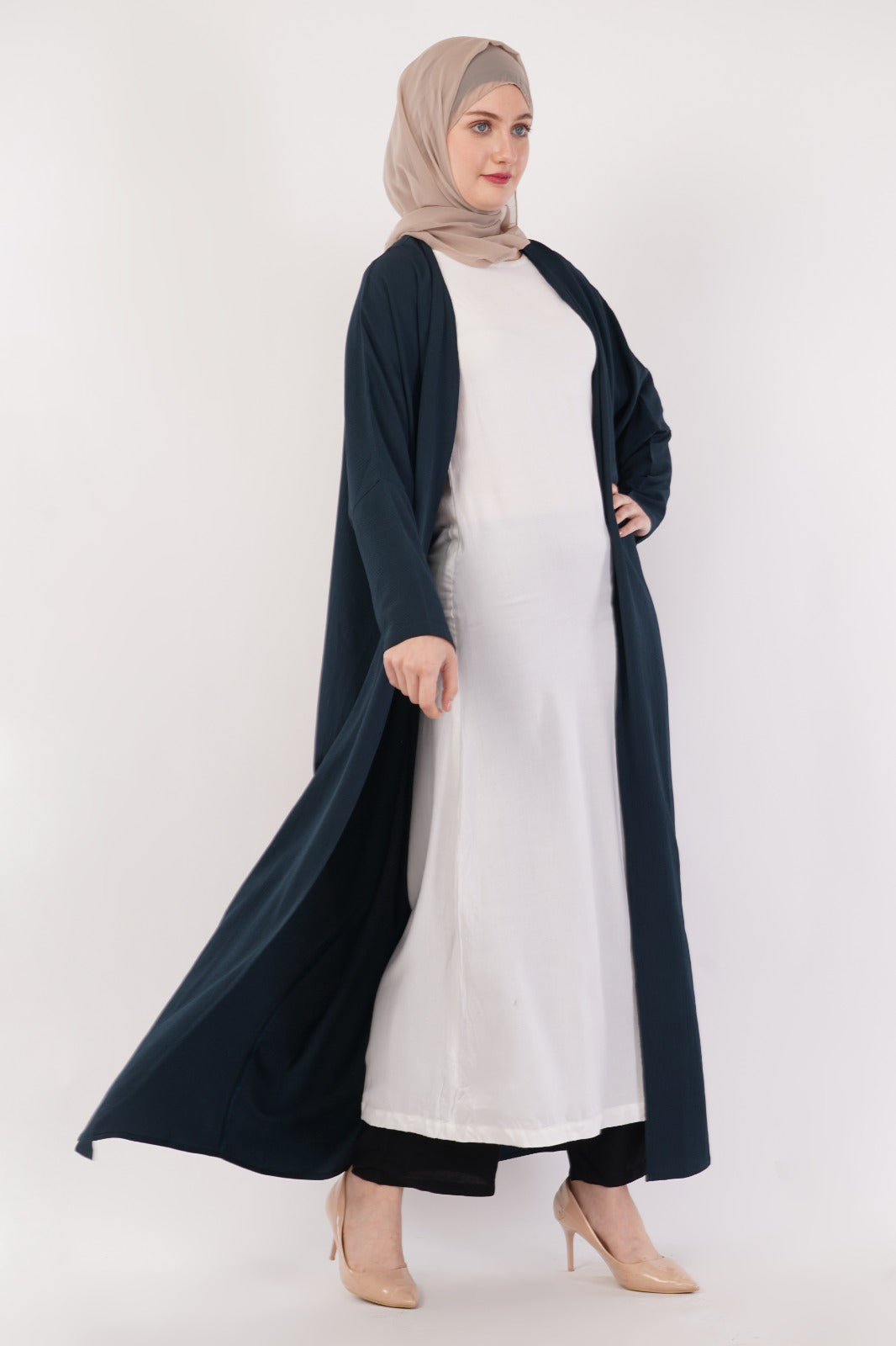 Teal Blue Open Abaya