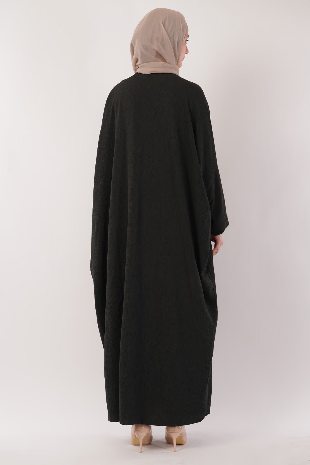 Dark Moss Green Open Abaya