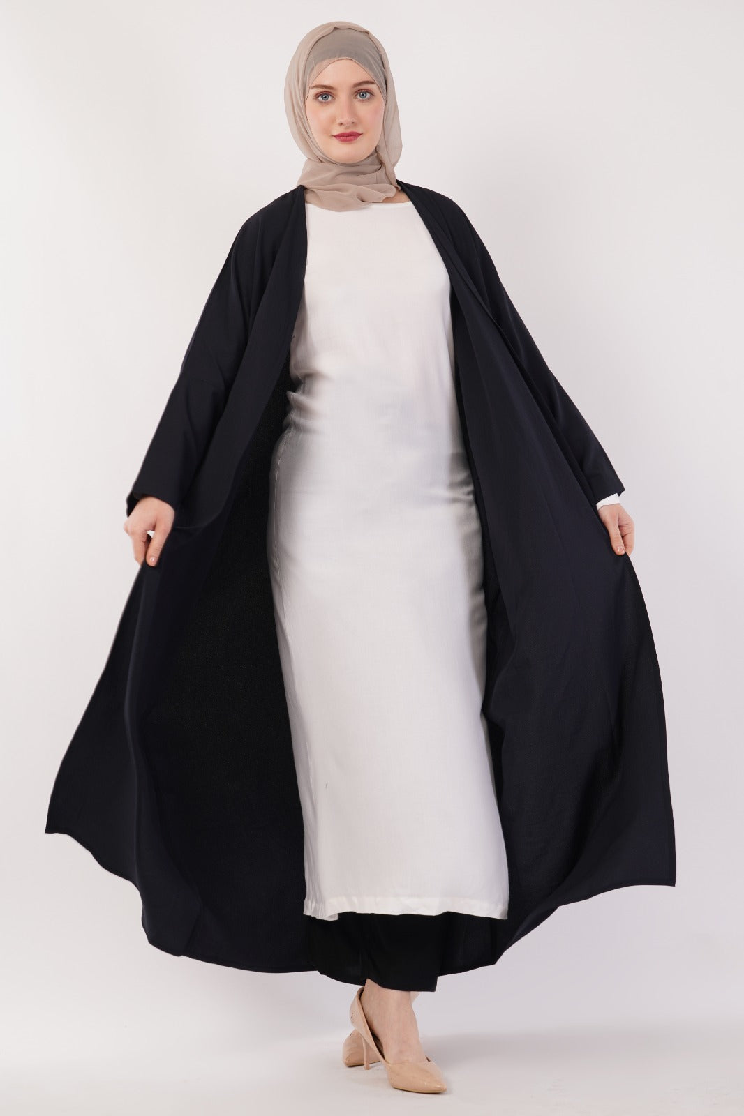 Navy Blue Open Abaya