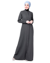 Steel Grey Full Front Open Abaya