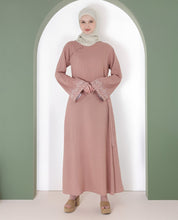Mod Peach Embroidered Bell Sleeve Abaya