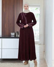 Feminine Bliss Plum Embroidered Abaya