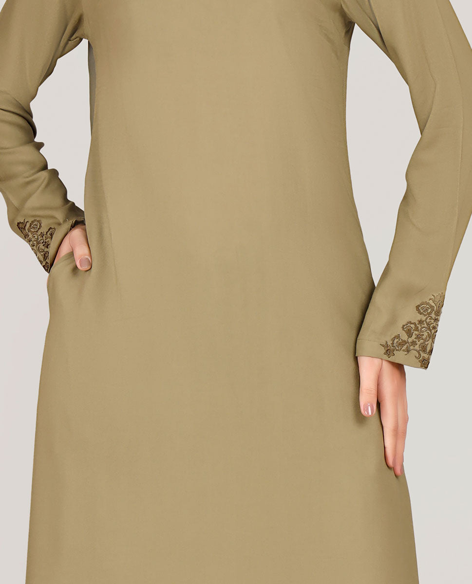 Exquisite Embroidery Olive Green Rayon Abaya