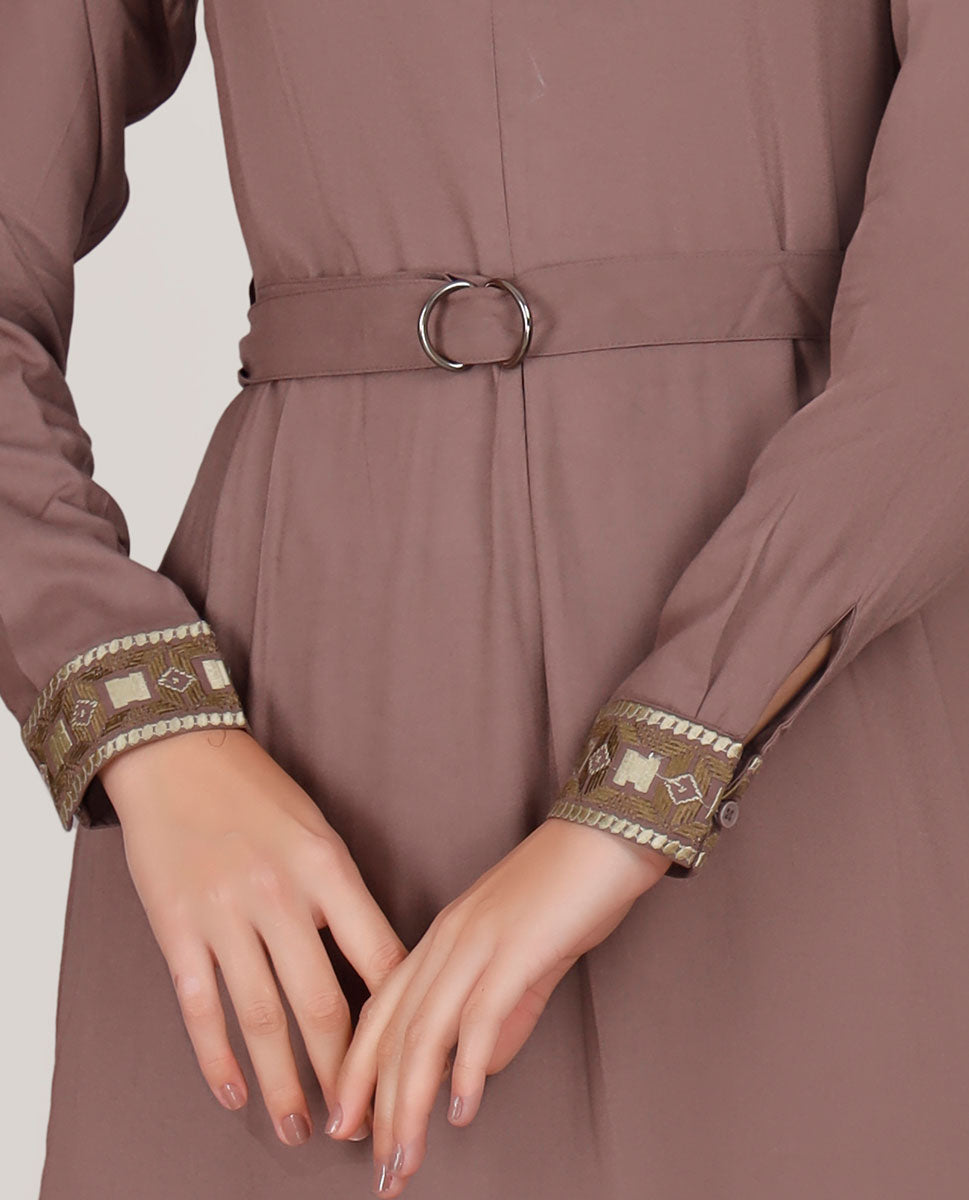 Maroon Love Embroidered Abaya