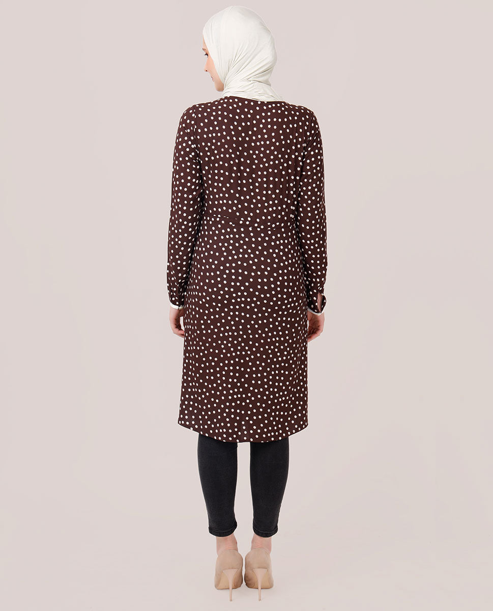 Printed Brown Tassle Top
